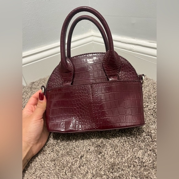 Zara Handbags - Zara mini Burgundy Croc-Embossed Handbag